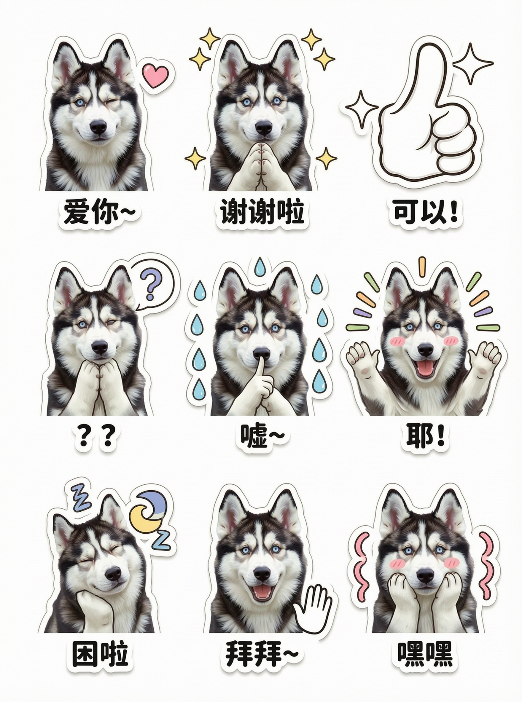 9宫格萌宠专属表情包贴纸 - 作品图1