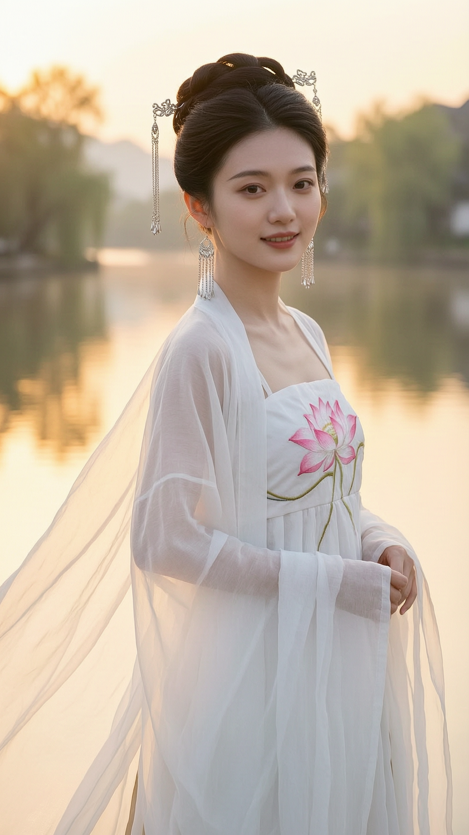 荷花汉服女士写真 - 作品图1