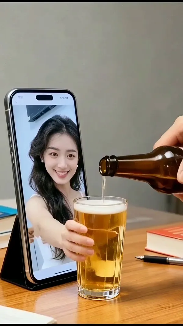 和手机中的自己干杯/一键同款 - 主图（AI艺术作品）