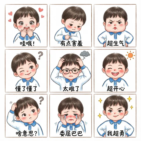 🔥萌娃表情包 - 主图(AI艺术作品)