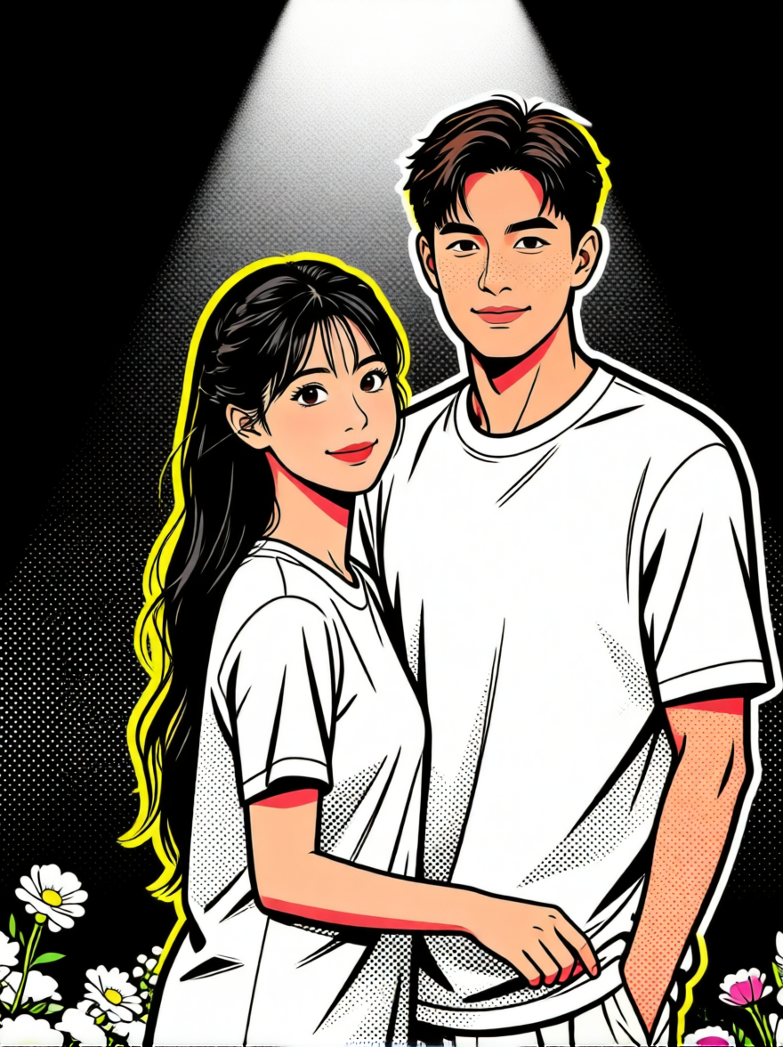 🔥美式漫画风情侣 - 作品图1