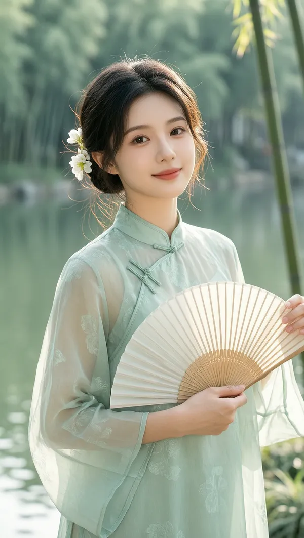 国风新中式素雅旗袍写真 | 上传照片一键生成 - 主图(AI艺术作品)
