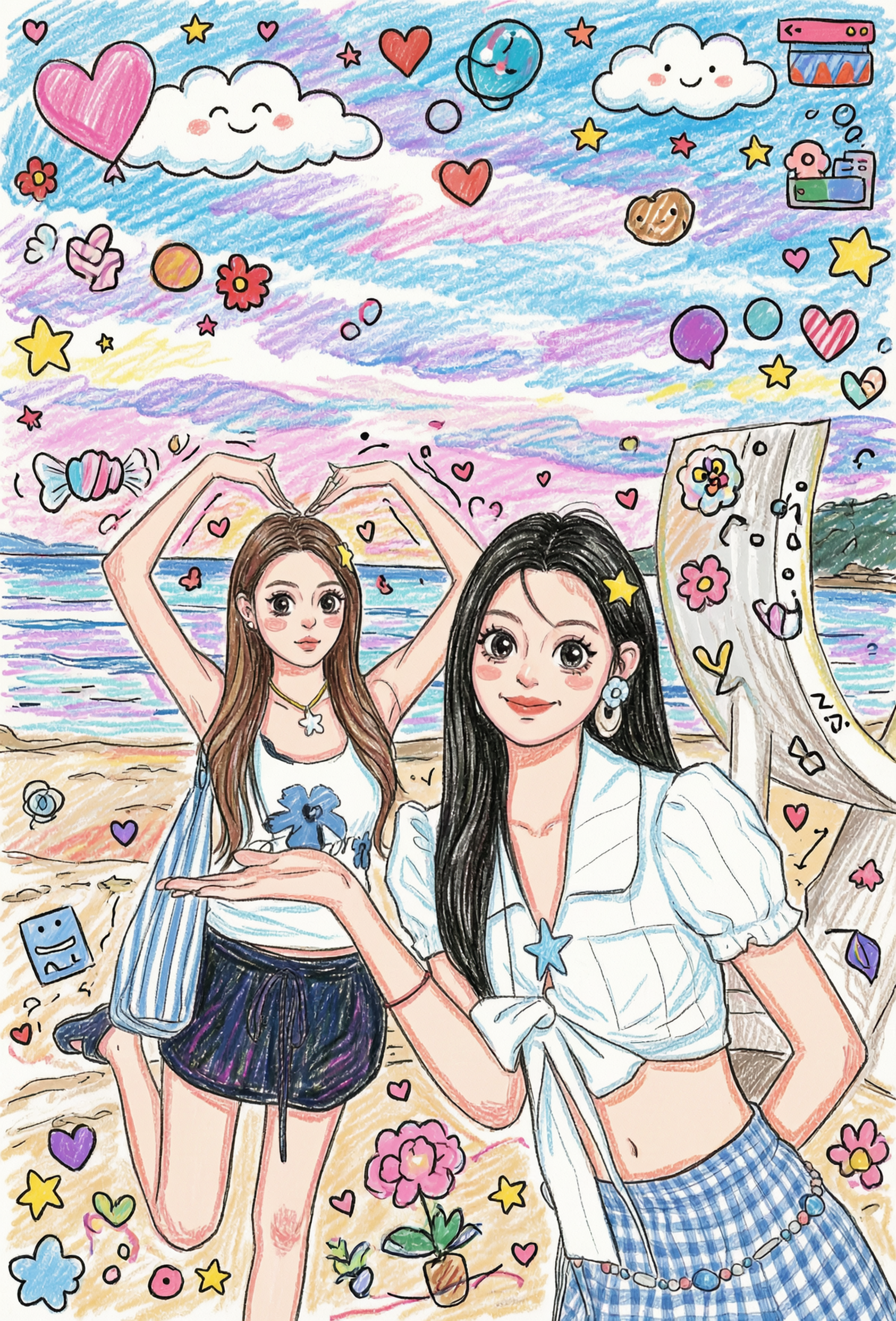 儿童蜡笔涂鸦漫画一键同款 - 作品图1