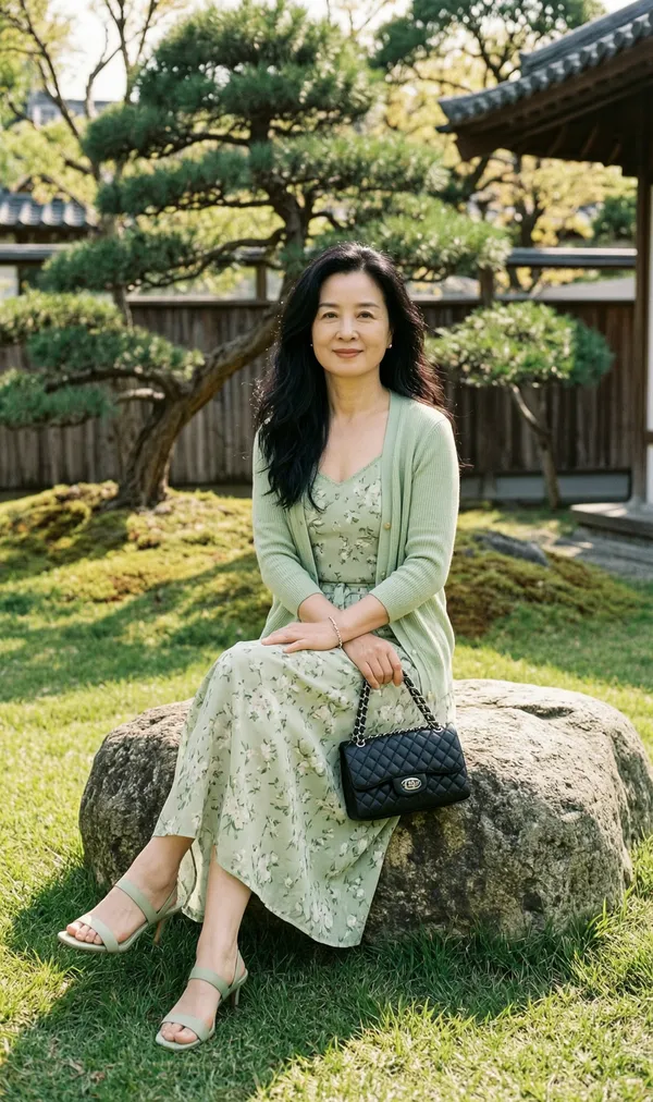 春日宁静感的雅致庭院写真 - 主图（AI艺术作品）
