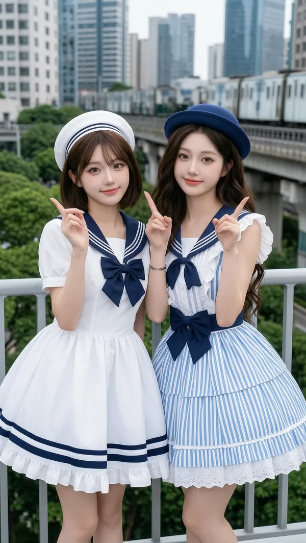 水手服闺蜜写真照✨️做同款 - 主图（AI艺术作品）