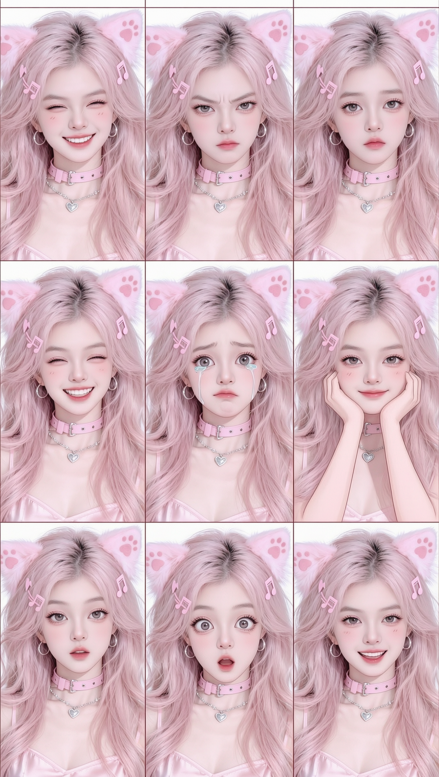 猫耳少女九宫格表情包来了 - 作品图2