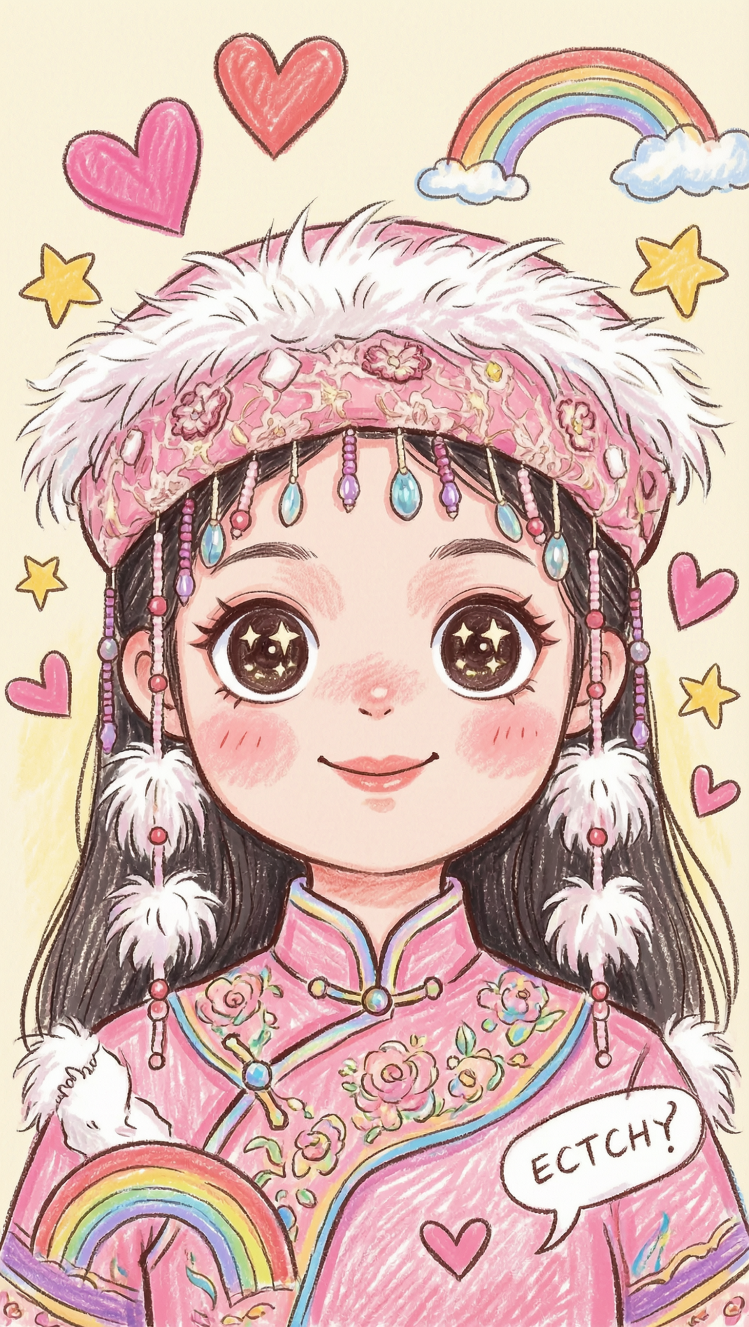 一键转换童趣蜡笔涂鸦Q版插画，上传照片即可 - 作品图2