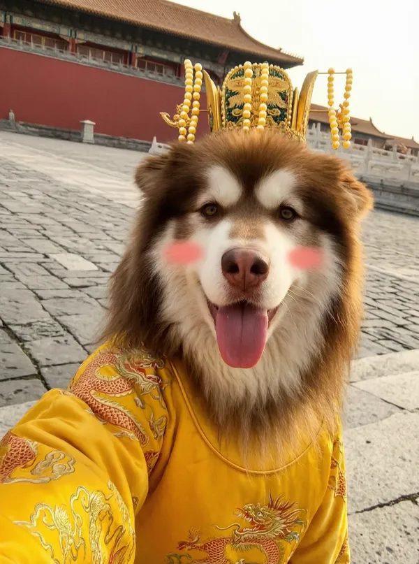 宠物故宫一日游的朋友圈自拍🤳上传你家宠物照片即可 - 主图（AI艺术作品）