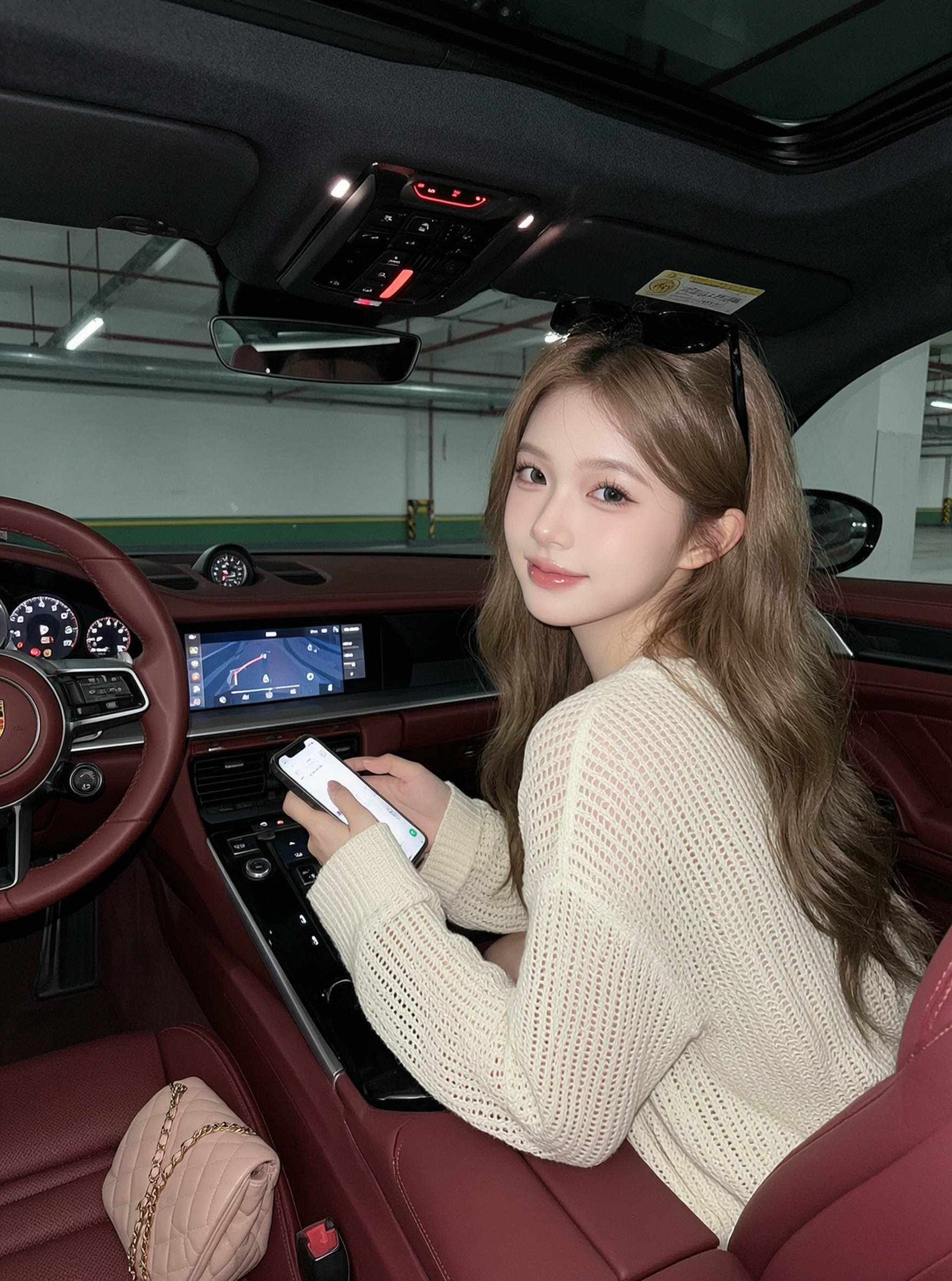 豪车内美女氛围感写真 - 作品图1