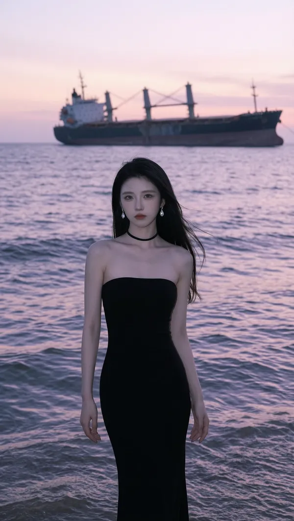 一键get紫色海霞海边清冷感写真 - C作品