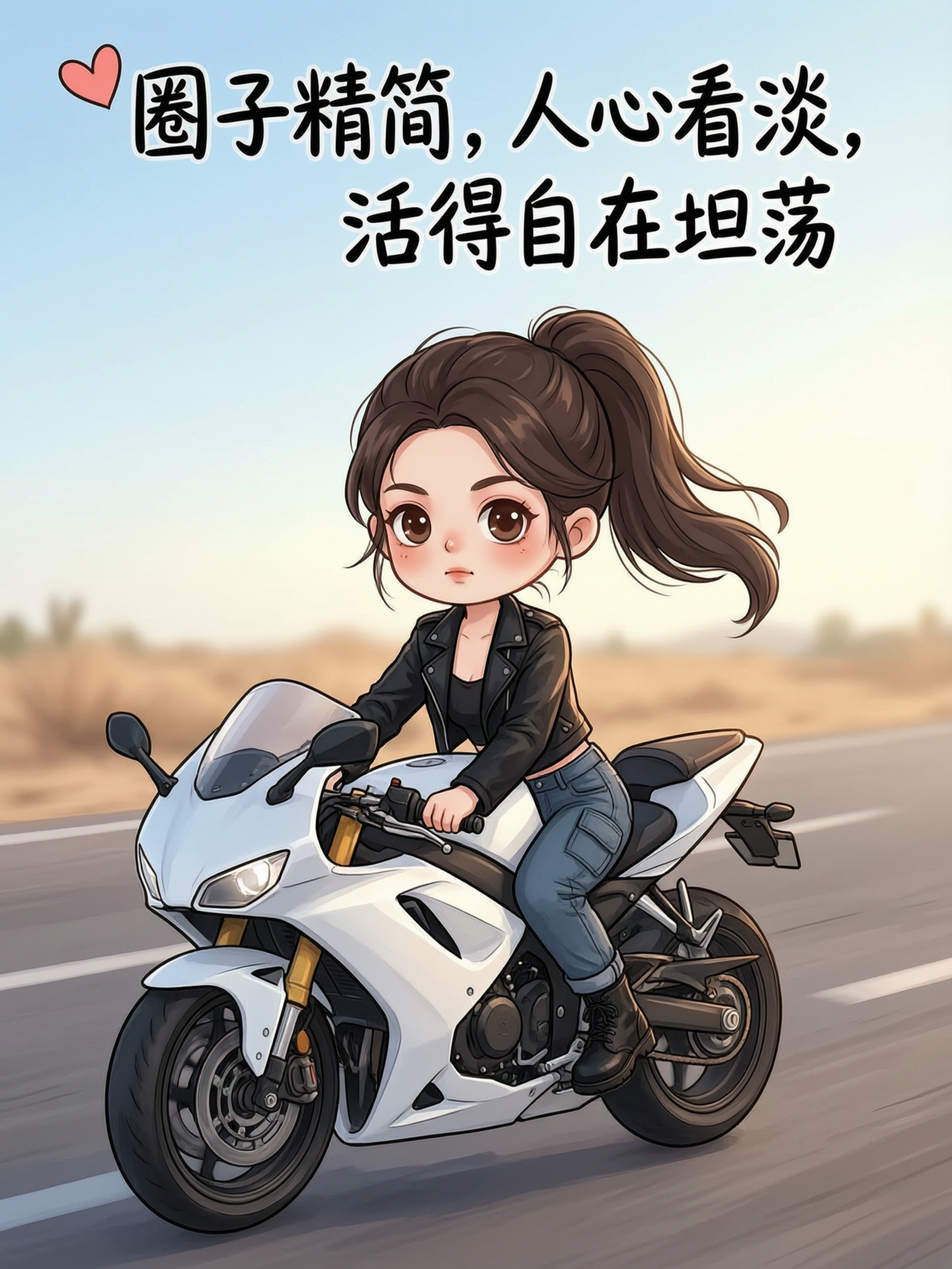 Q版酷飒机车少女插画 - 作品图1