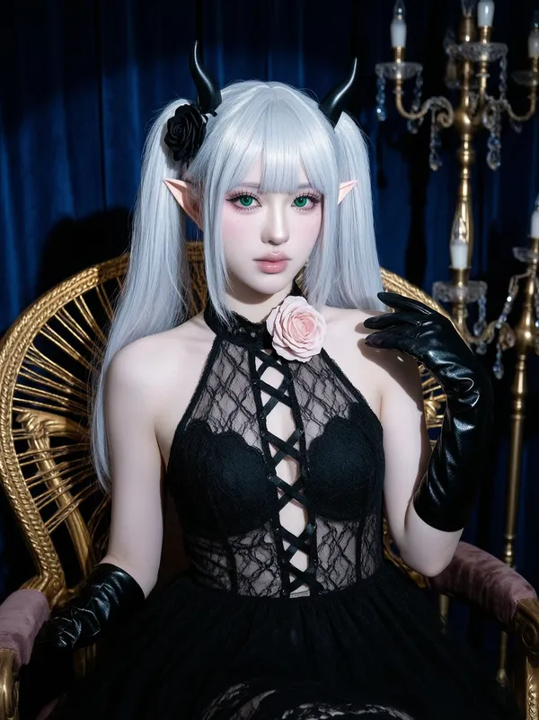 暗夜精灵少女cos自拍写真 - 主图（AI艺术作品）