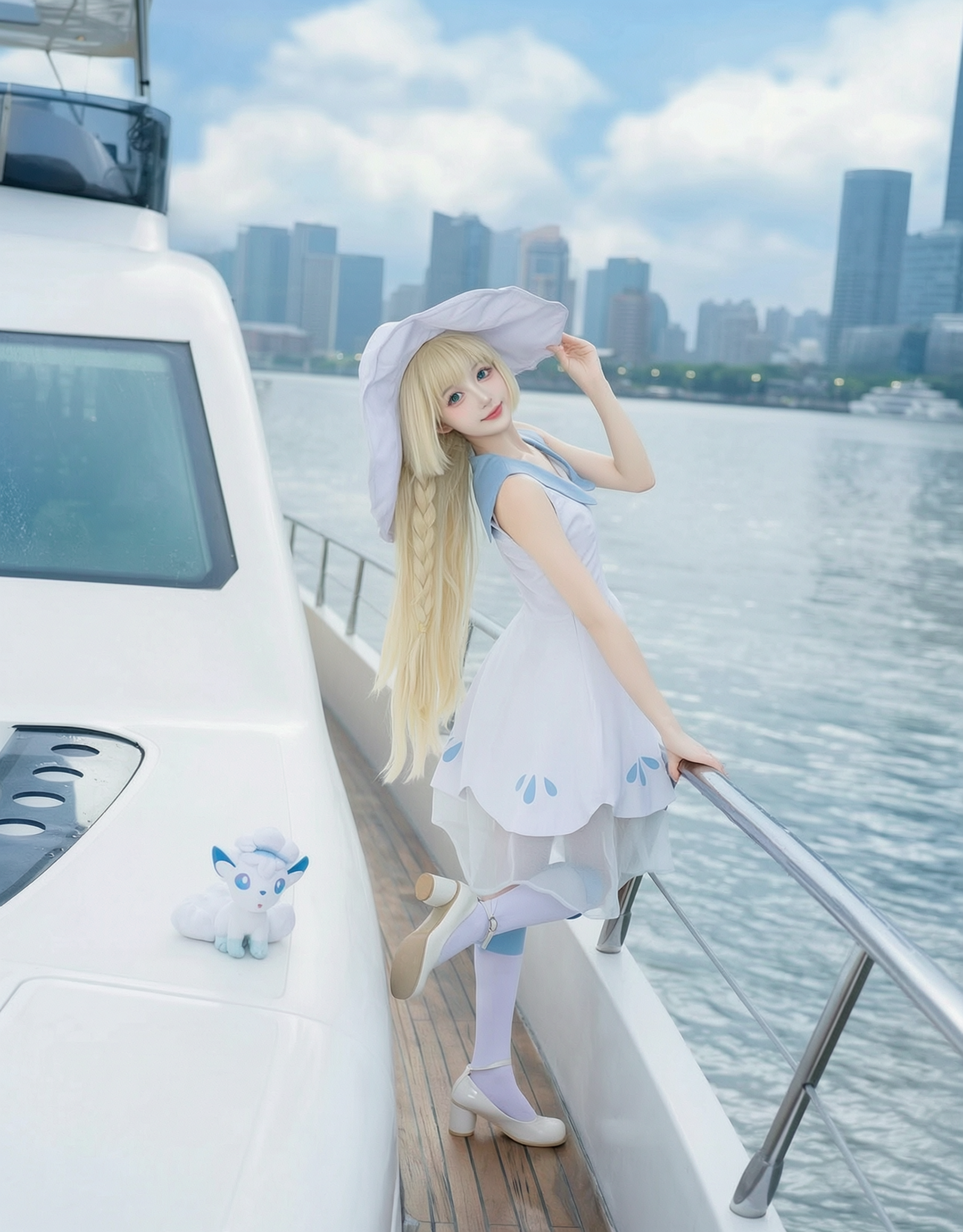 江边游艇日系少女写真 - 作品图1