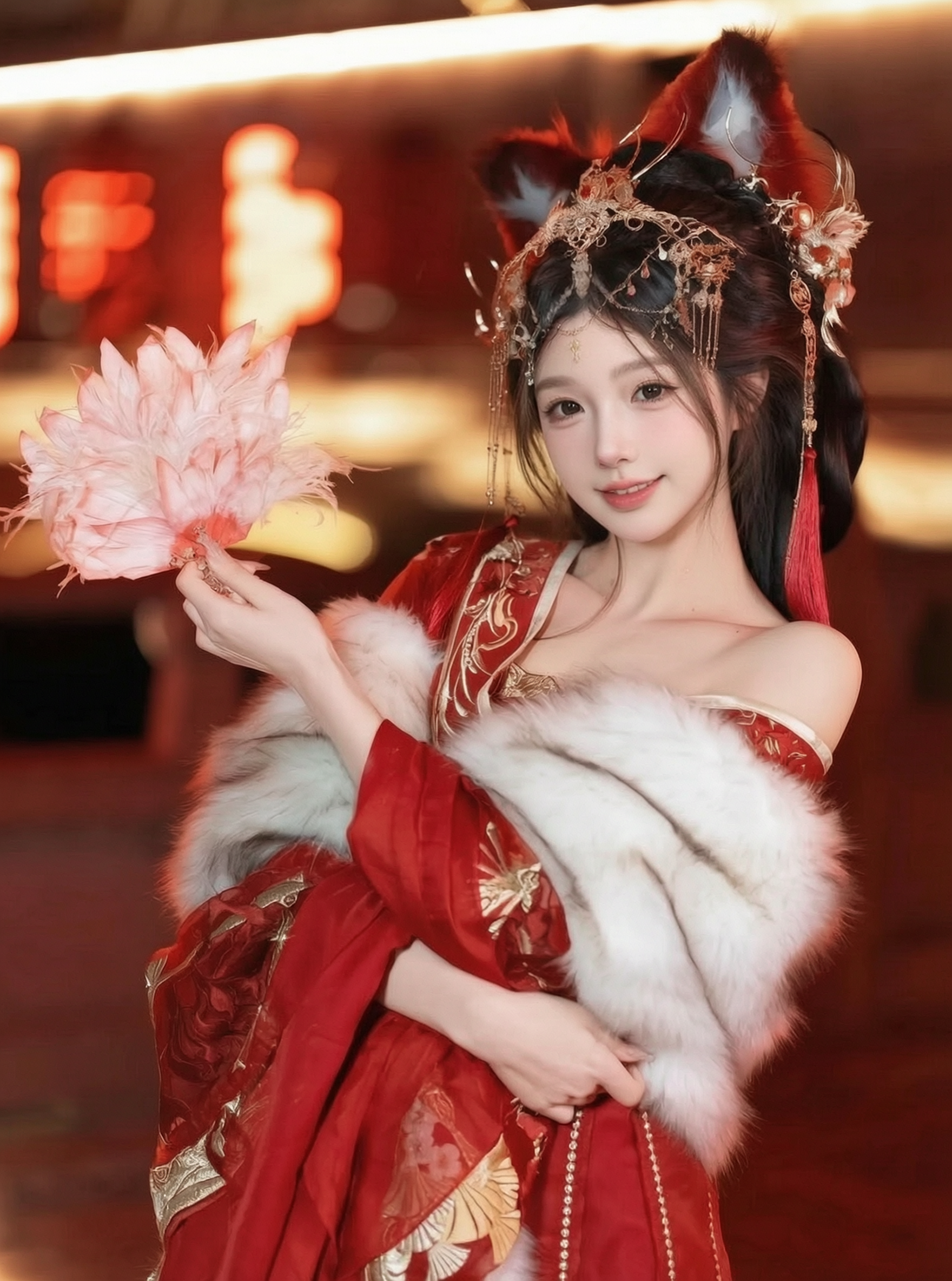 AI 红衣狐姬写真 | 上传照片得同款 - 作品图1