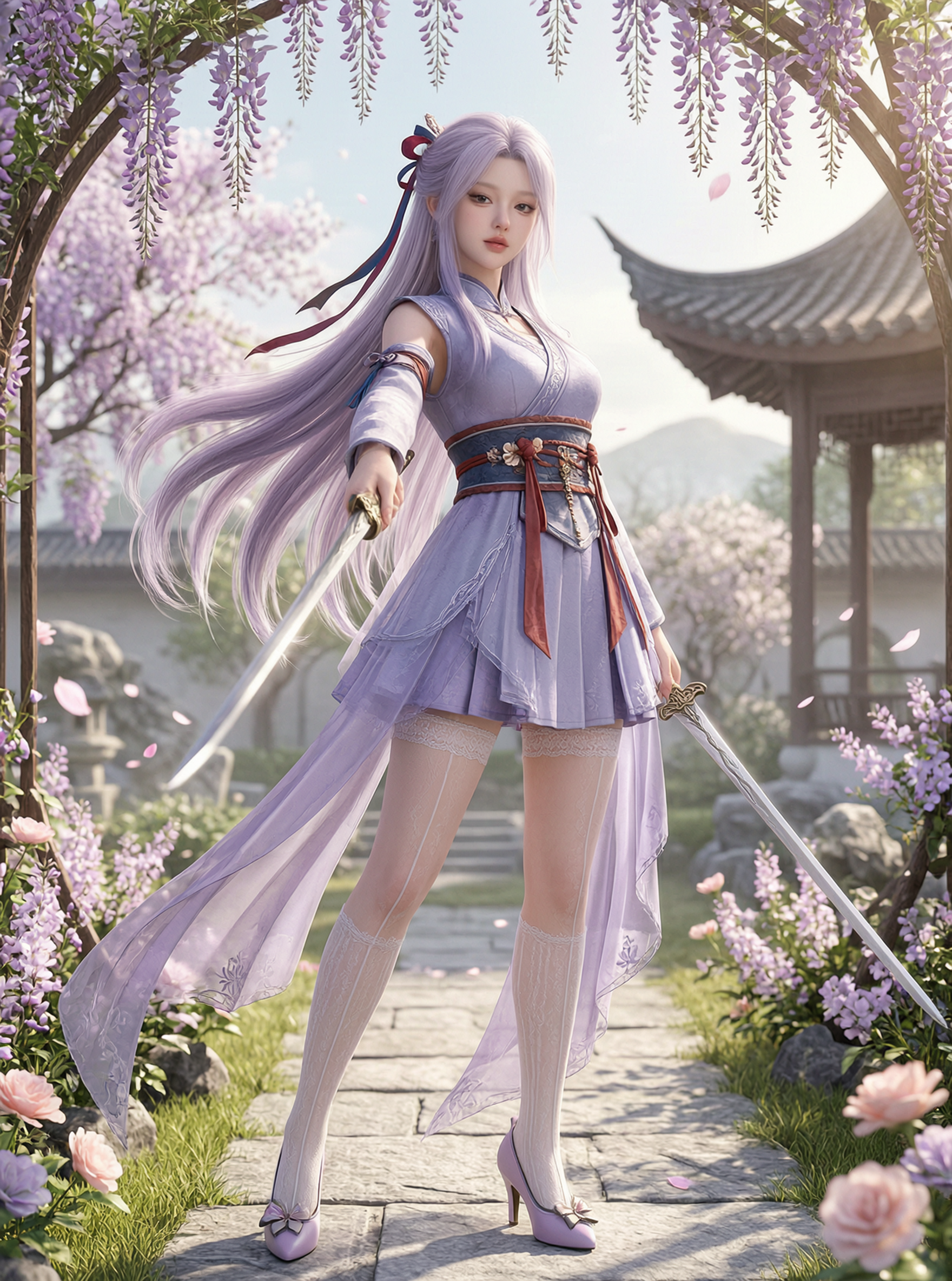 满园紫藤花架⚔淡紫侠女古风仙侠人像写真 - 作品图1