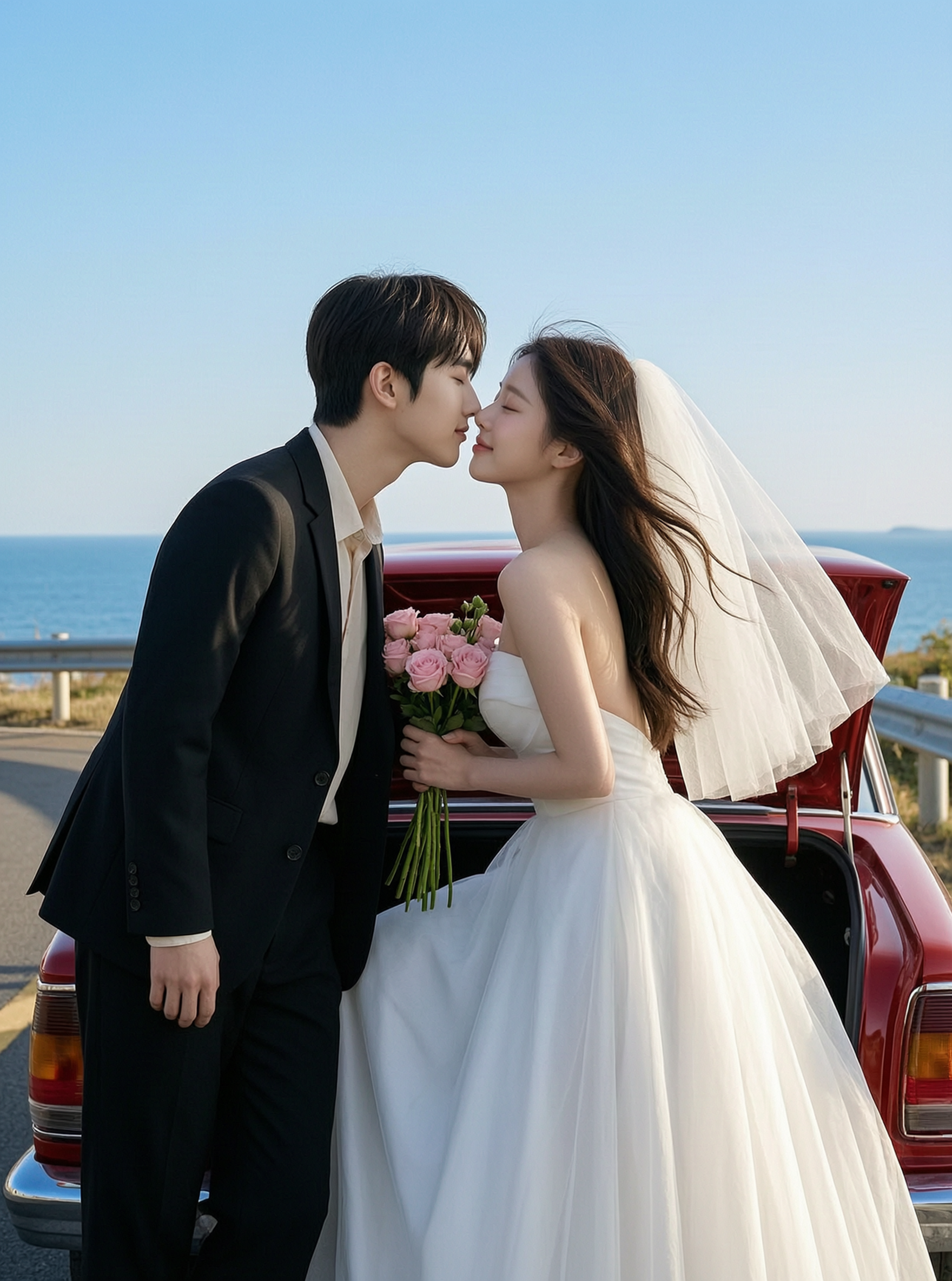 海边红车🚗公路轻婚纱治愈旅行婚纱照 - 作品图1