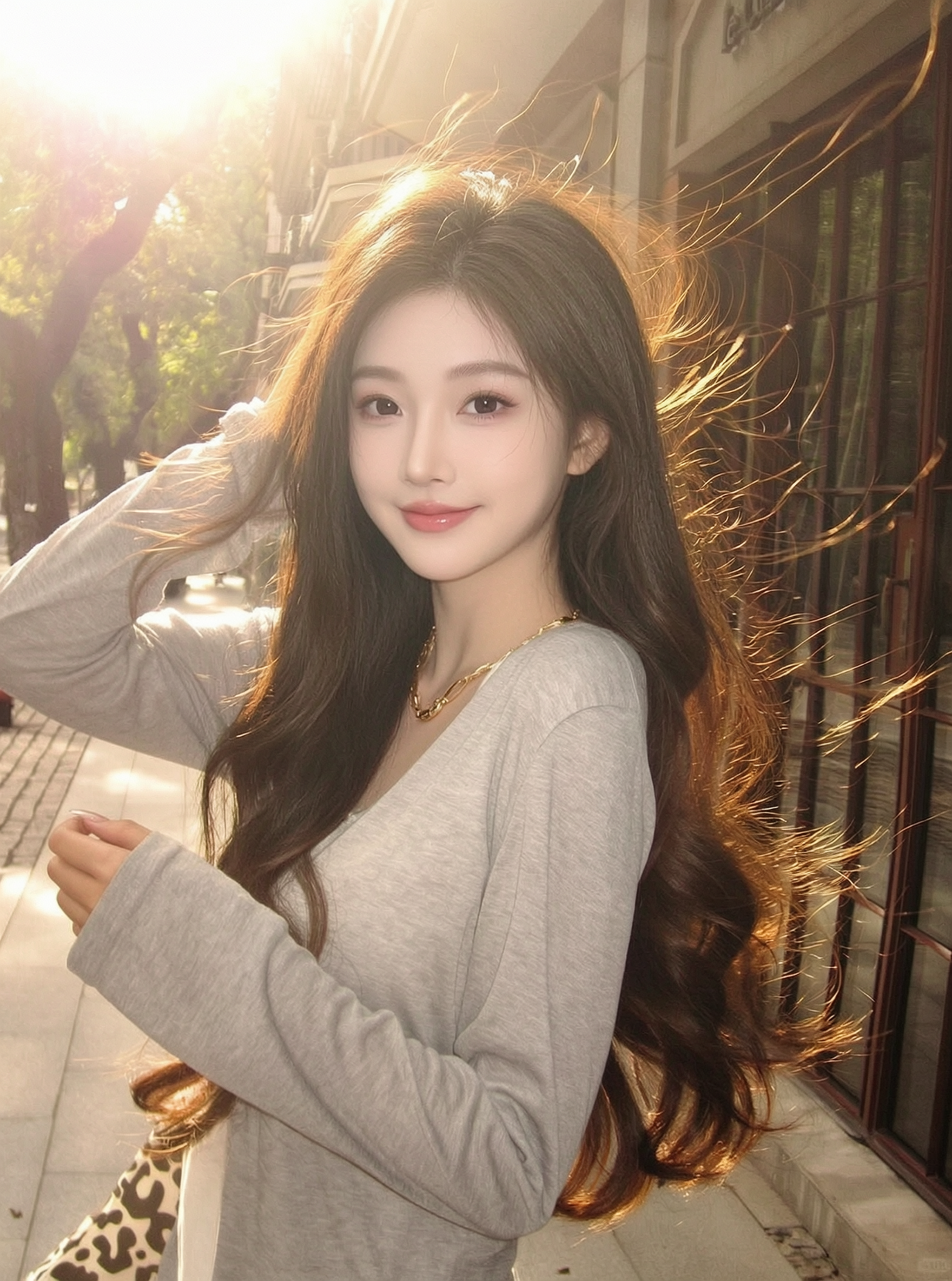 法式 ☀️ 街道午后发光长发写真 - 作品图1