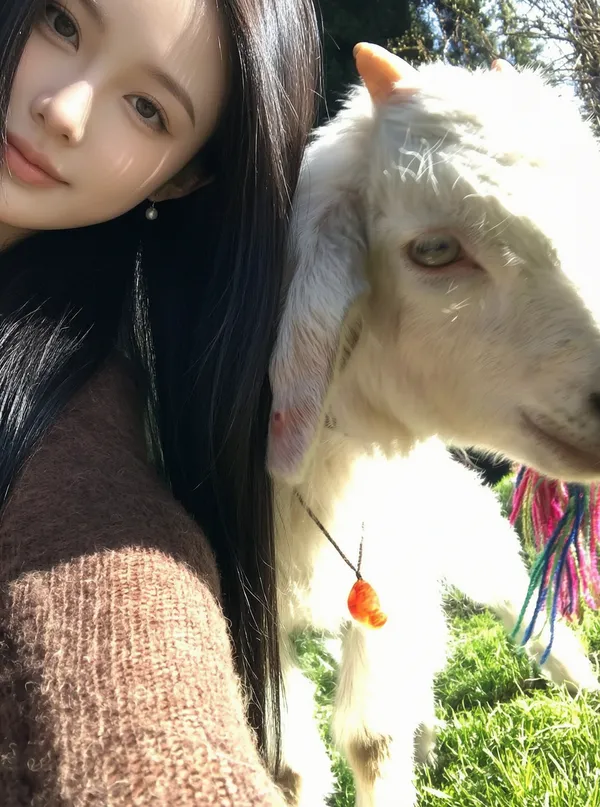 草地小羊🐑日系短发治愈户外随拍 - 主图(AI艺术作品)