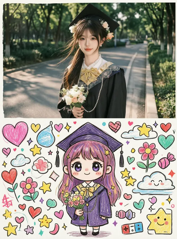 我和二次元自己的涂鸦照 - 主图（AI艺术作品）