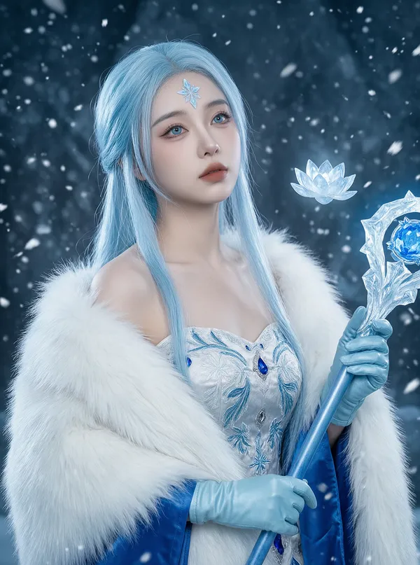 寒冰女神王昭君cos写真🔥替换照片生成 - 主图（AI艺术作品）