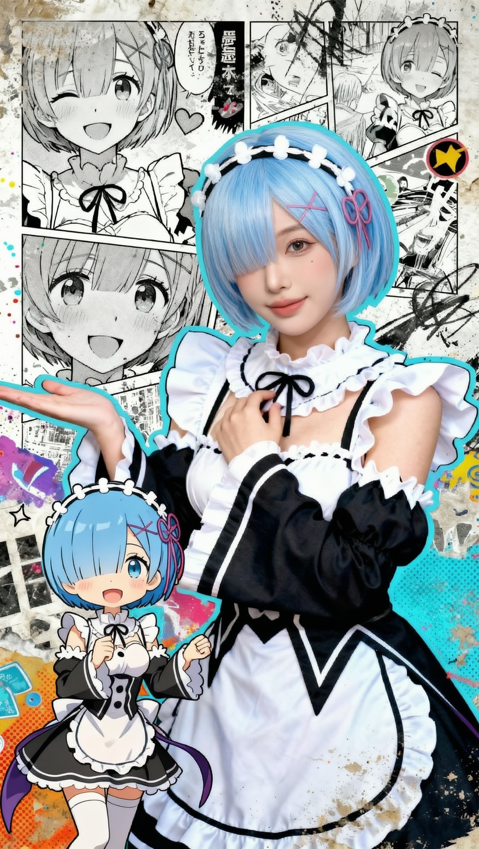 雷姆的漫画墙cos写真🔥一键同款 - 作品图1