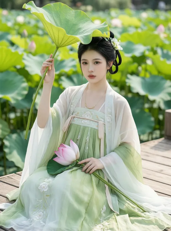 夏日晴朗美美哒国风汉服户外写真 - 主图（AI艺术作品）