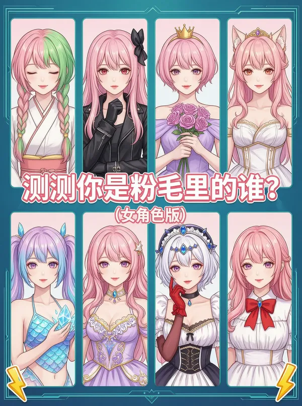 测测你是二次元粉毛女主里的谁？ - 主图（AI艺术作品）
