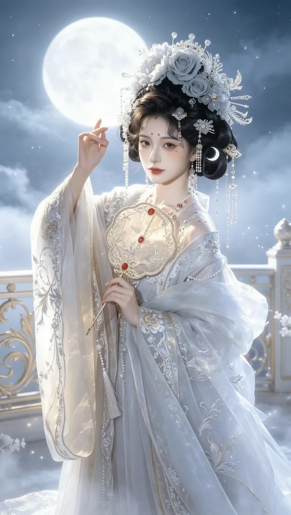 古风月夜妆造特写|导入照片做同款 - 主图（AI艺术作品）