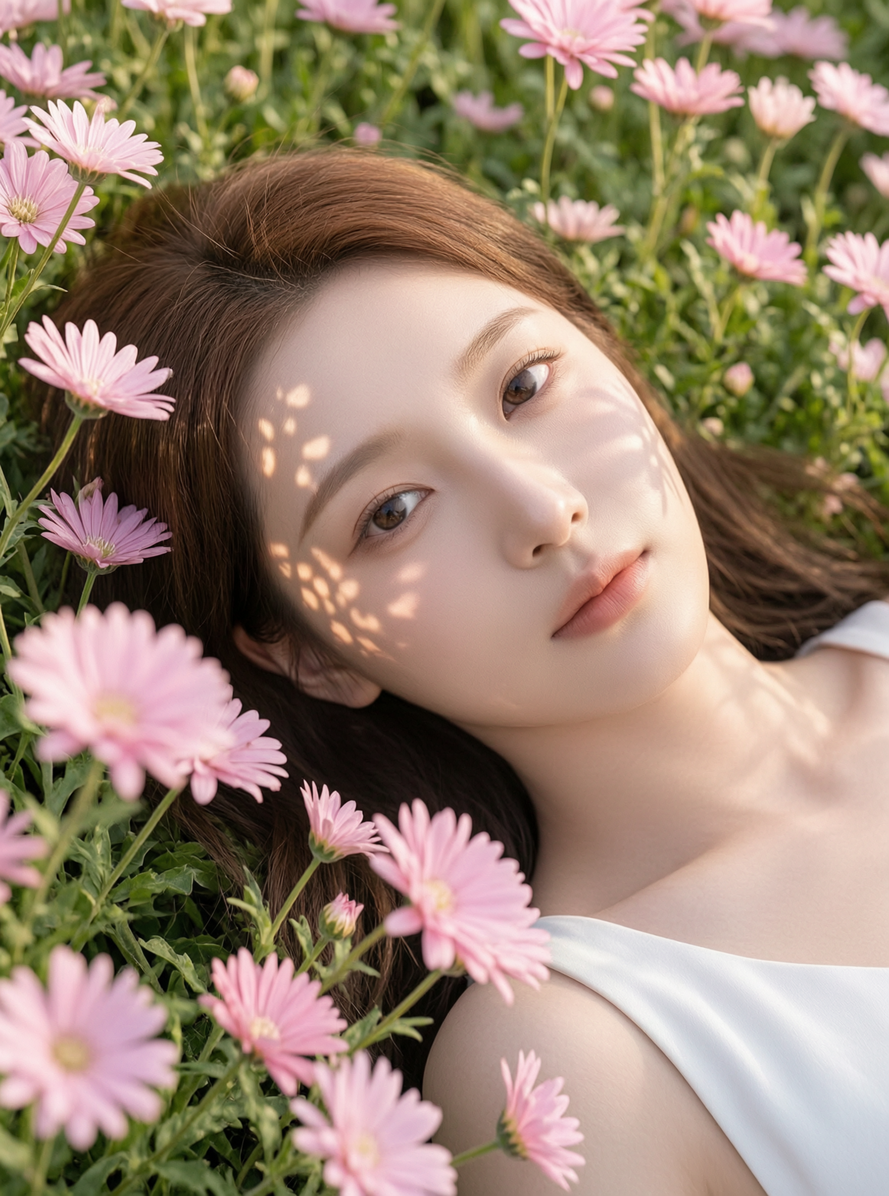 花丛俯拍氛围感少女写真/一键生成 - 作品图1