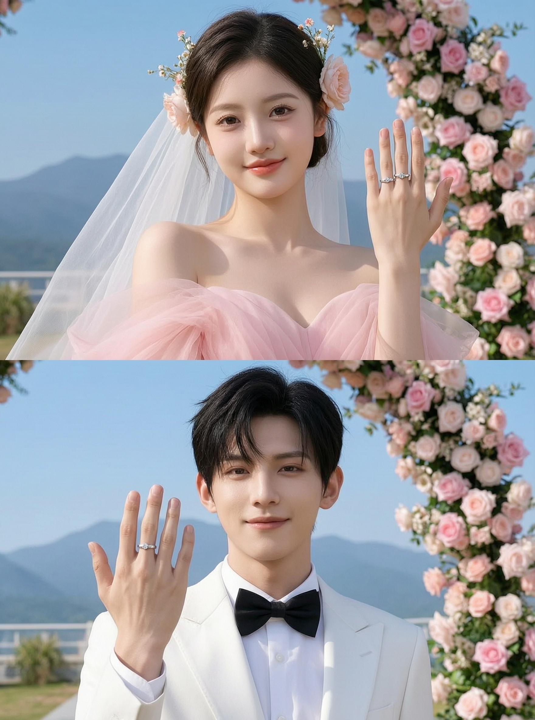 花拱门婚戒情侣💍户外清新婚纱照一键生成 - 作品图2