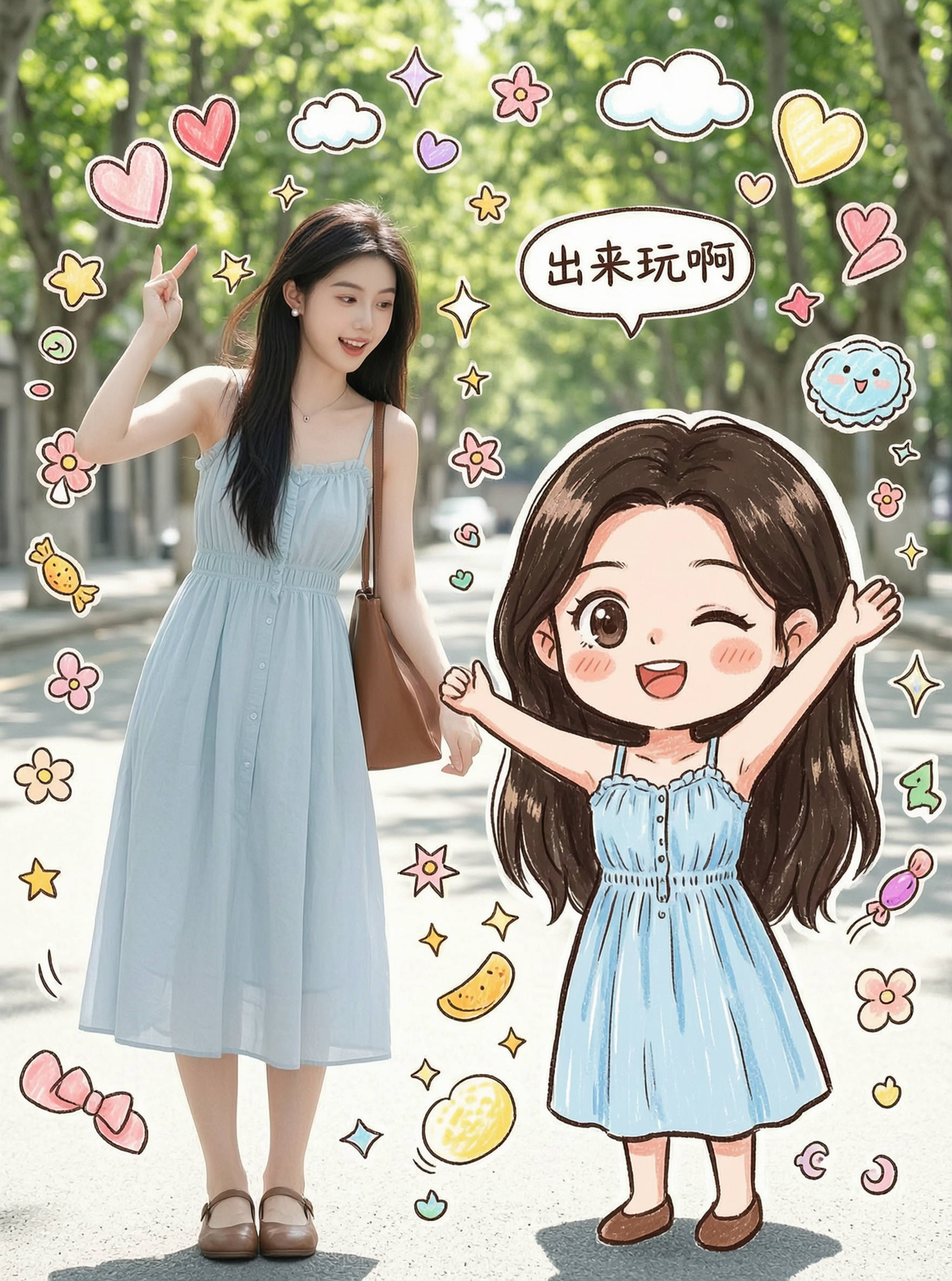 AI和漫画里的自己碰面🪄治愈系创意写真 - 作品图1