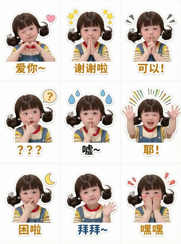 👤萌趣人像九宫格表情包|一键生成 - C作品
