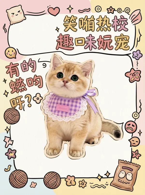 手绘涂鸦风萌宠热梗表情包模板 - 主图（AI艺术作品）