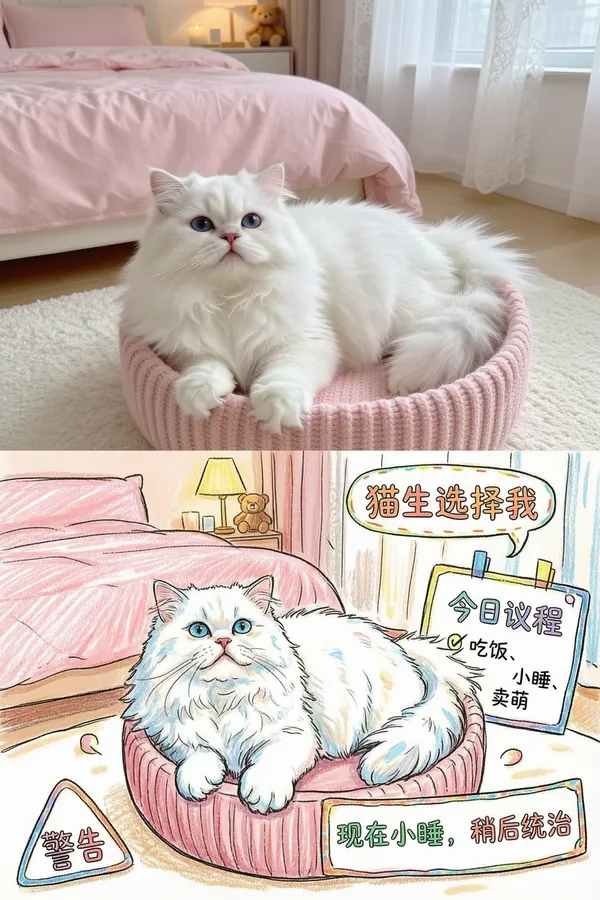涂鸦风手绘萌宠照 | 一键同款 - 主图(AI艺术作品)