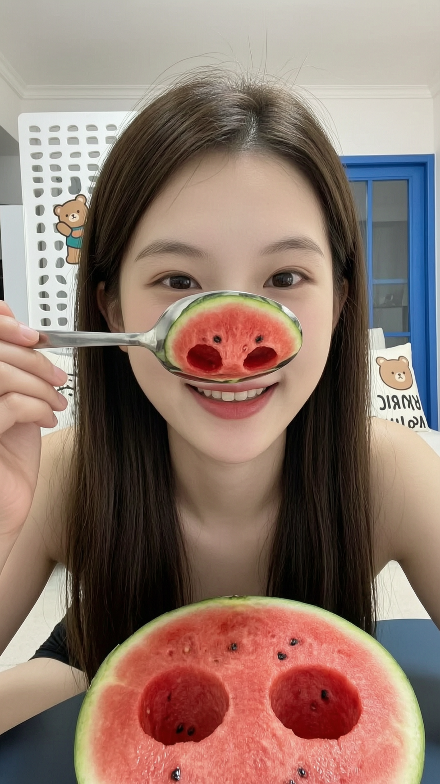 趣味夏日美食 西瓜上的可爱表情 - 作品图1