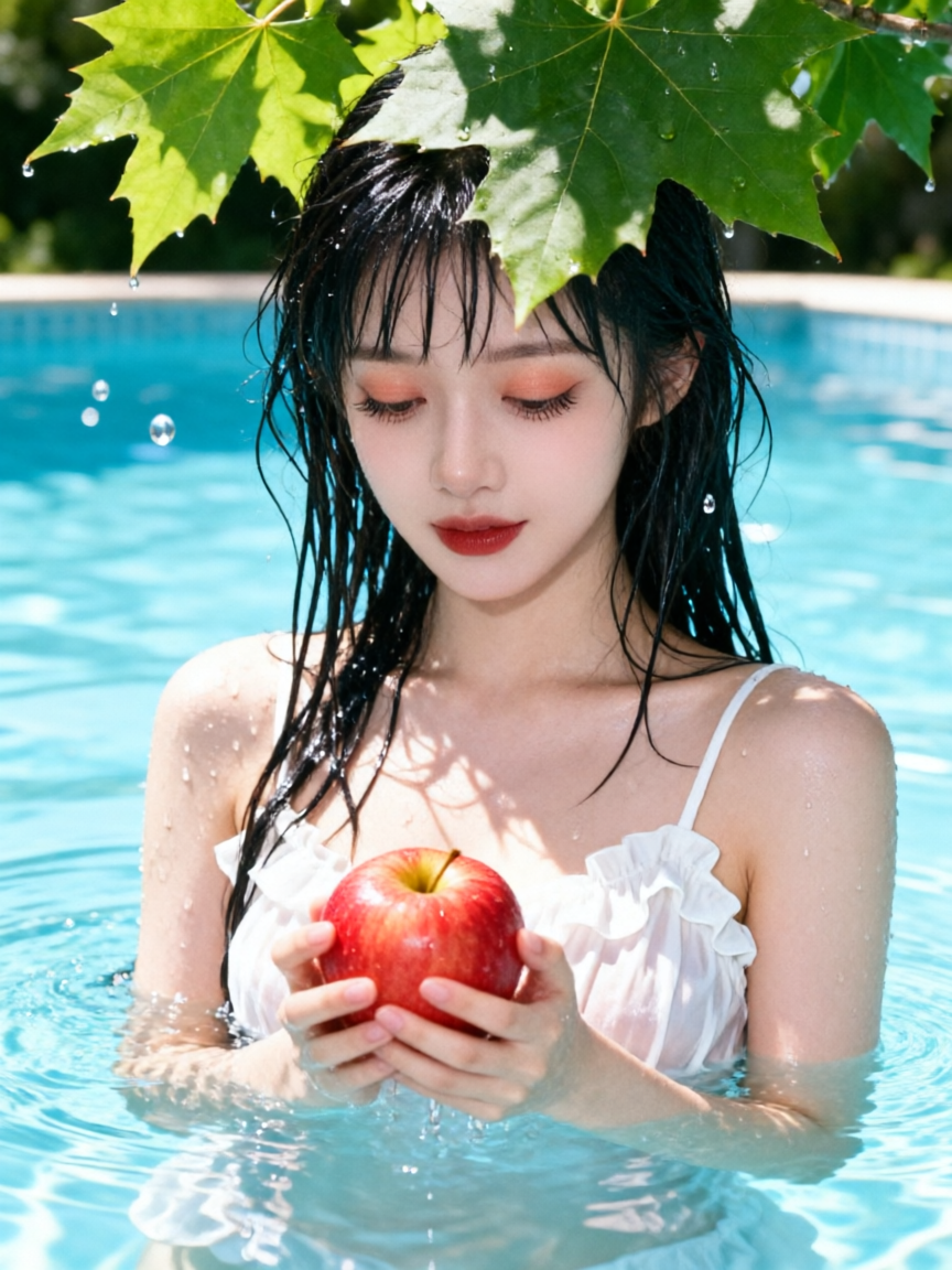 清凉一夏美女写真|上传图片一键生成同款 - 作品图2