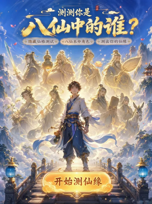 超🔥快来测测你是八仙中的谁？ - 主图（AI艺术作品）