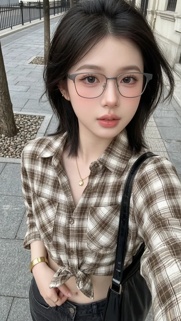 生活化随性街头手机前置女生 - 主图(AI艺术作品)