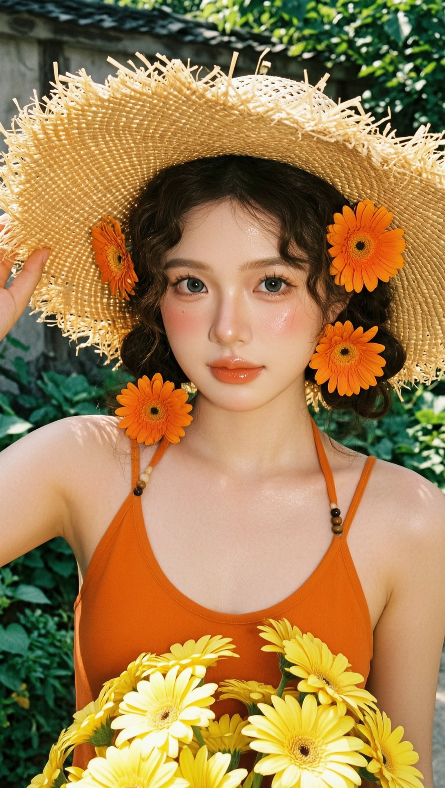 日系夏日向日葵元气胶片暖调田园少女 - 作品图1