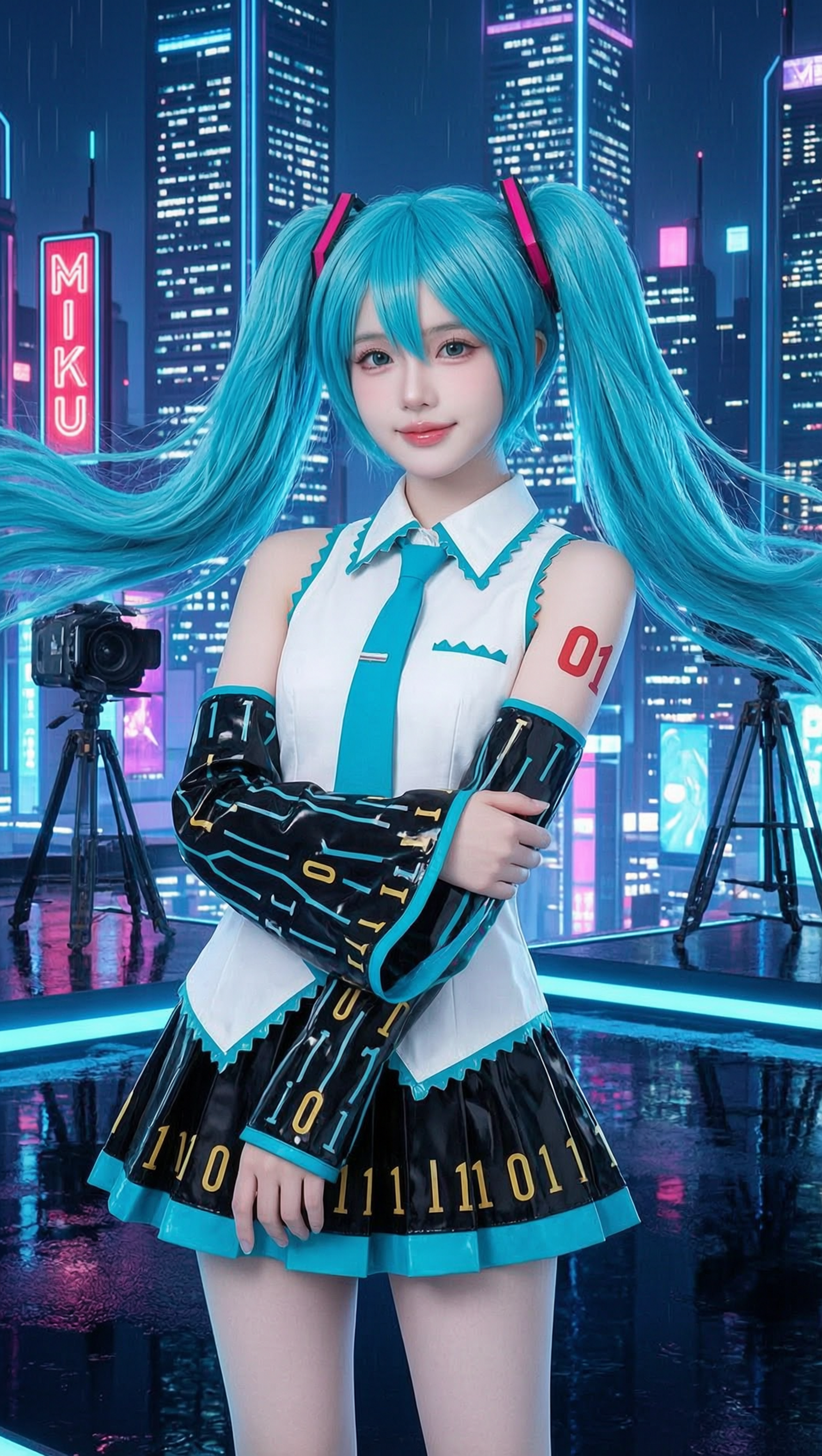 初音未来赛博都市舞台cos写真 - 作品图2