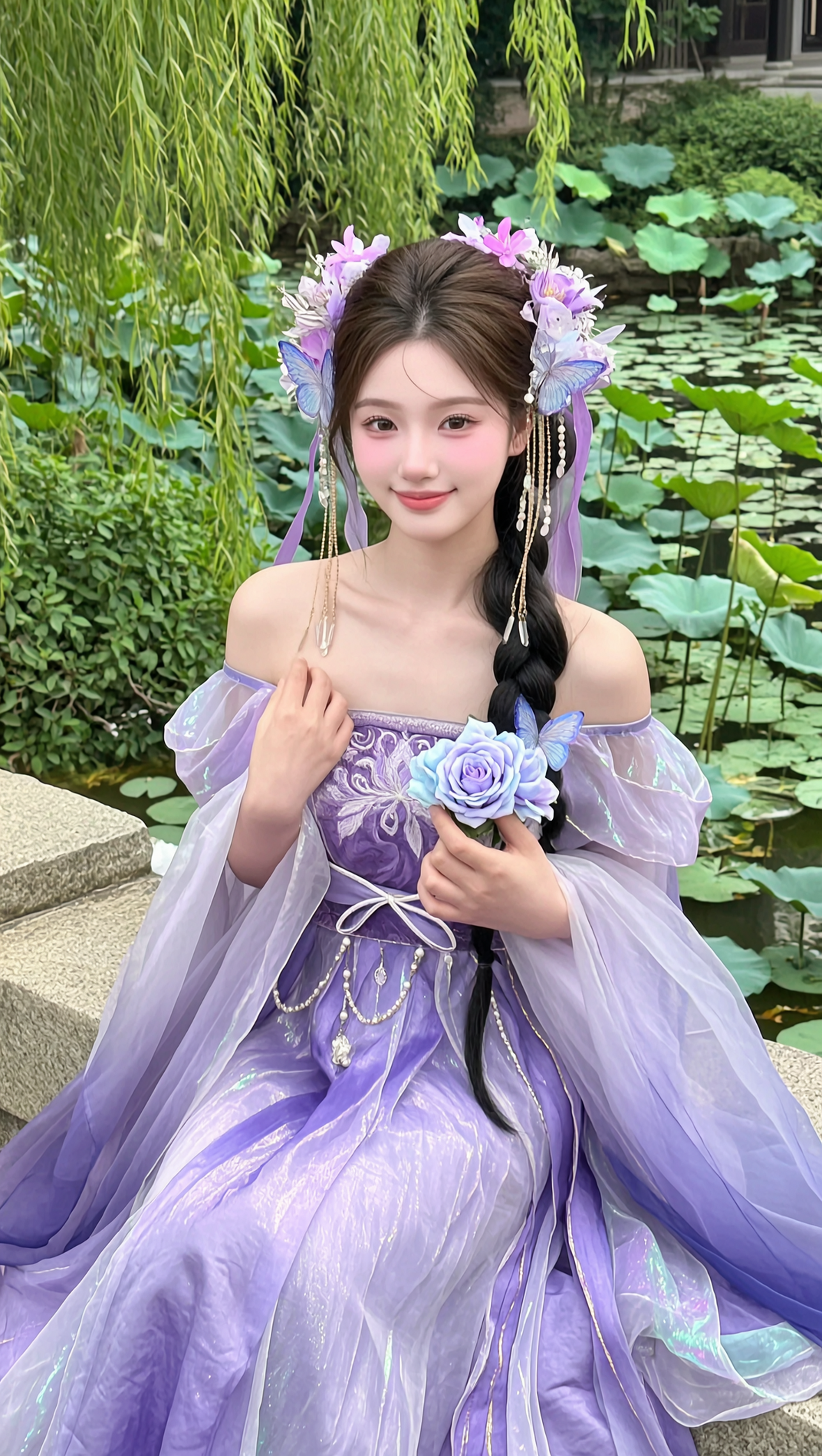 灵动妖媚的紫蝶花妖超仙的妆造 - 作品图1