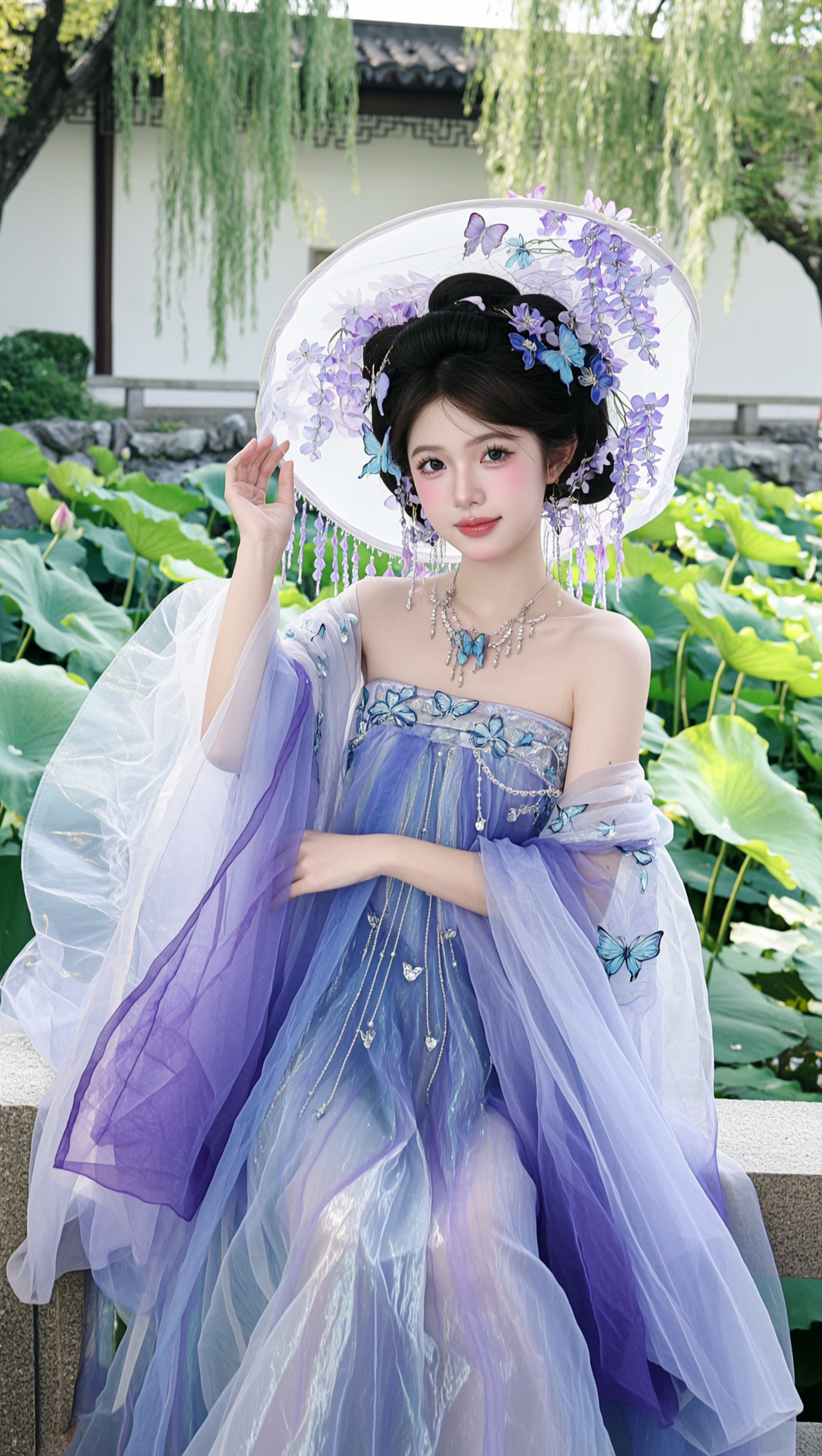 一键生成紫蝶花神清冷仙气古风写真 - 作品图1