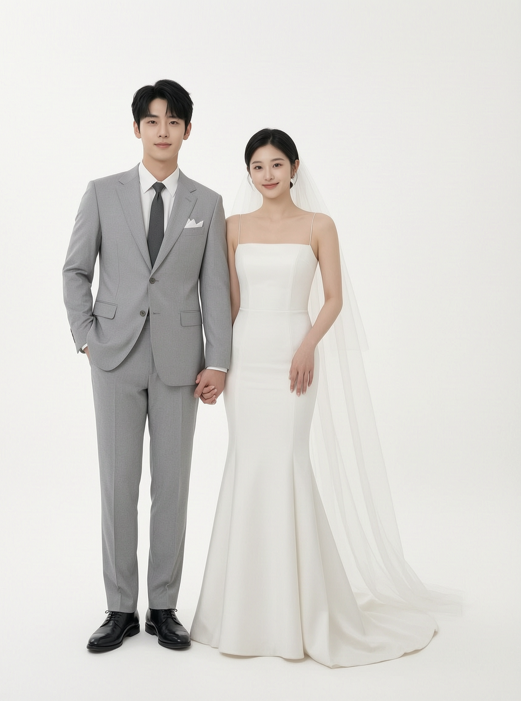 极简纯白棚内情侣婚纱照写真❤️传图做同款 - 作品图1